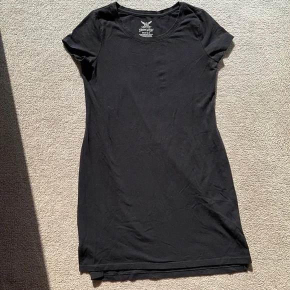 faded glory t shirt dress Faded Glory Short Black Tshirt Dress short sleeve with small slits on sides